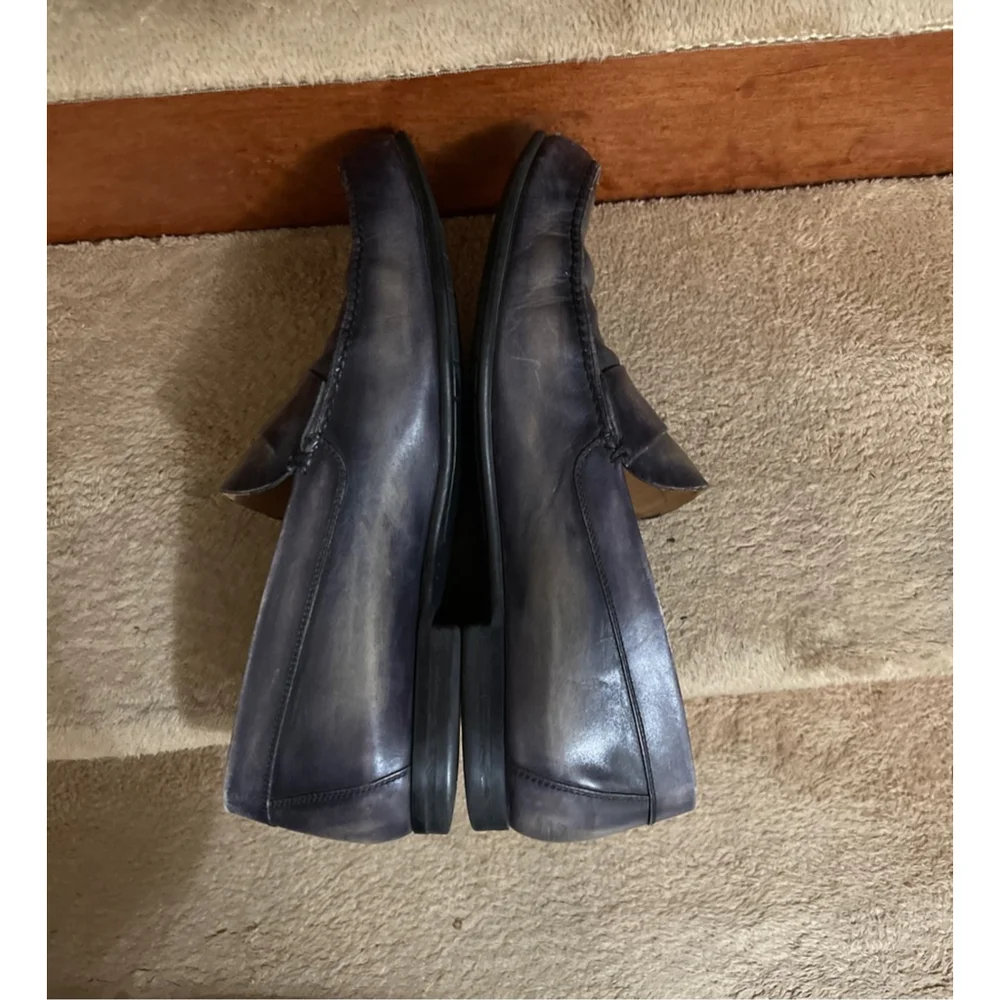 Men's Authentic Berluti Leather Loafers Blue/Gray Size 9.5